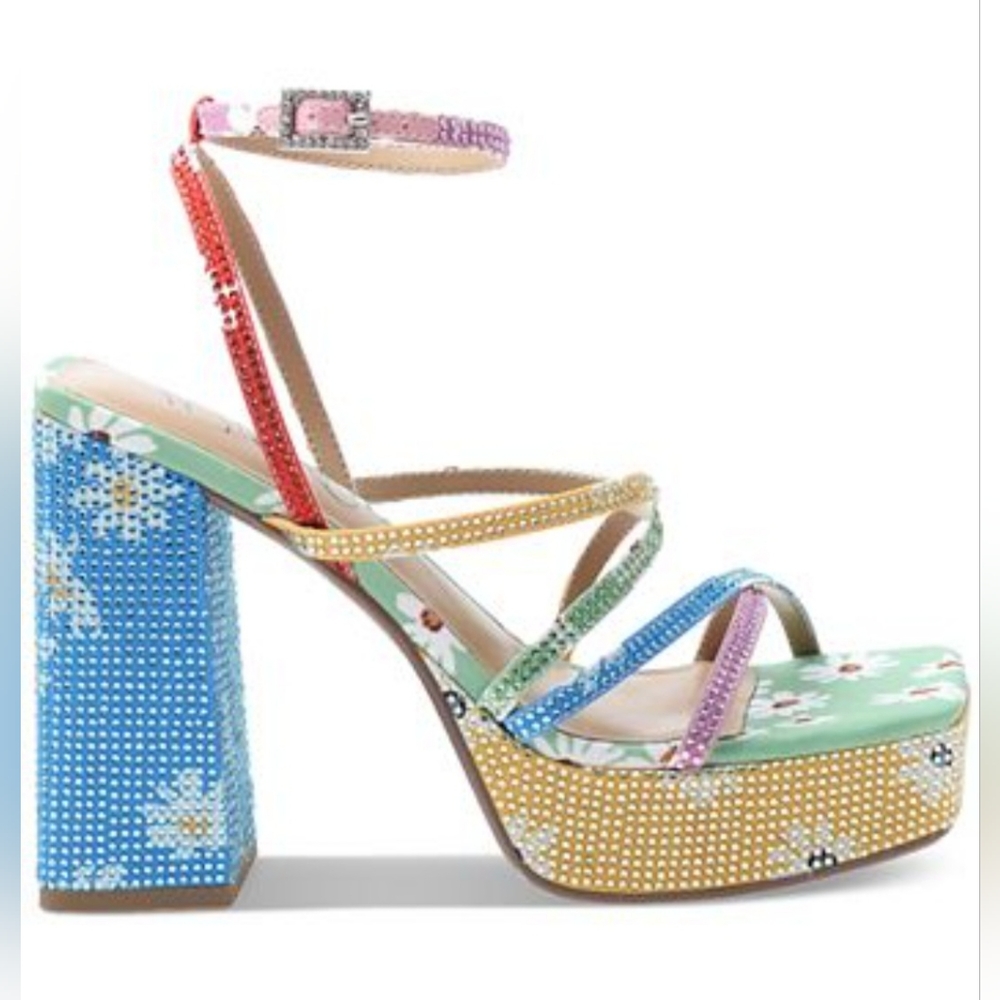 WILD PAIR Muze Asymmetrical Strap Platform Dress Sandals,